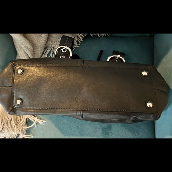 Black leather Coach purse with gray interior.  Excellent condition - Picture 10 of 12